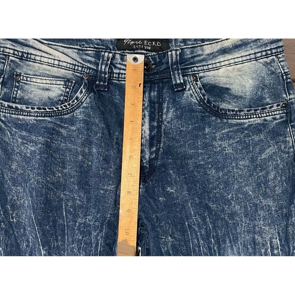 Marc  Ecko Cut & Sew  Men’s  Distressed  Moto Patchwork Jeans  30X30 Y2K 90s Vnt - Picture 9 of 11